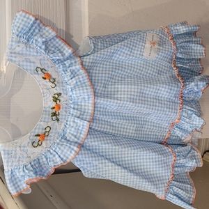 Smocked Sweets pumpkin 2 piece set 12m